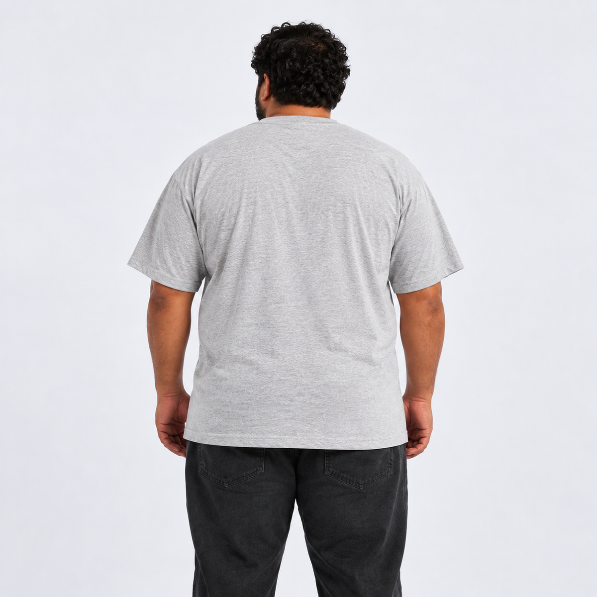 Plus Sized Plain T-Shirt - Heather Grey