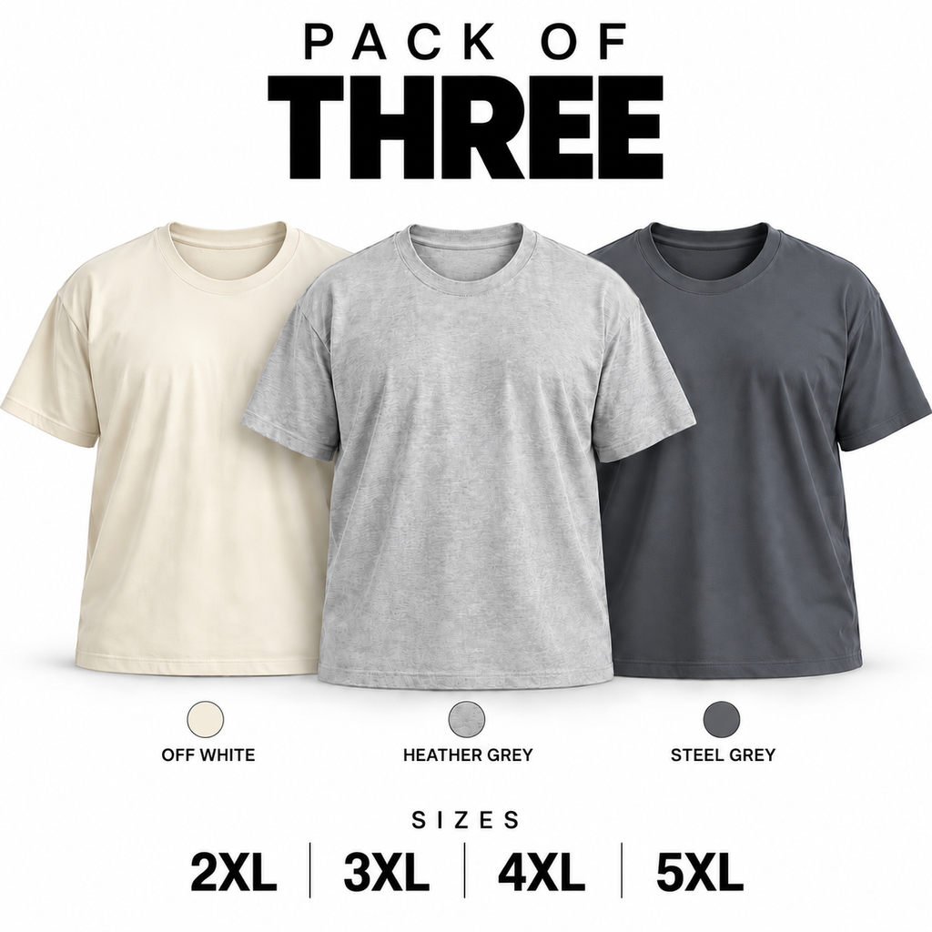 Pack of 3 Plus Sized Plain T-Shirts