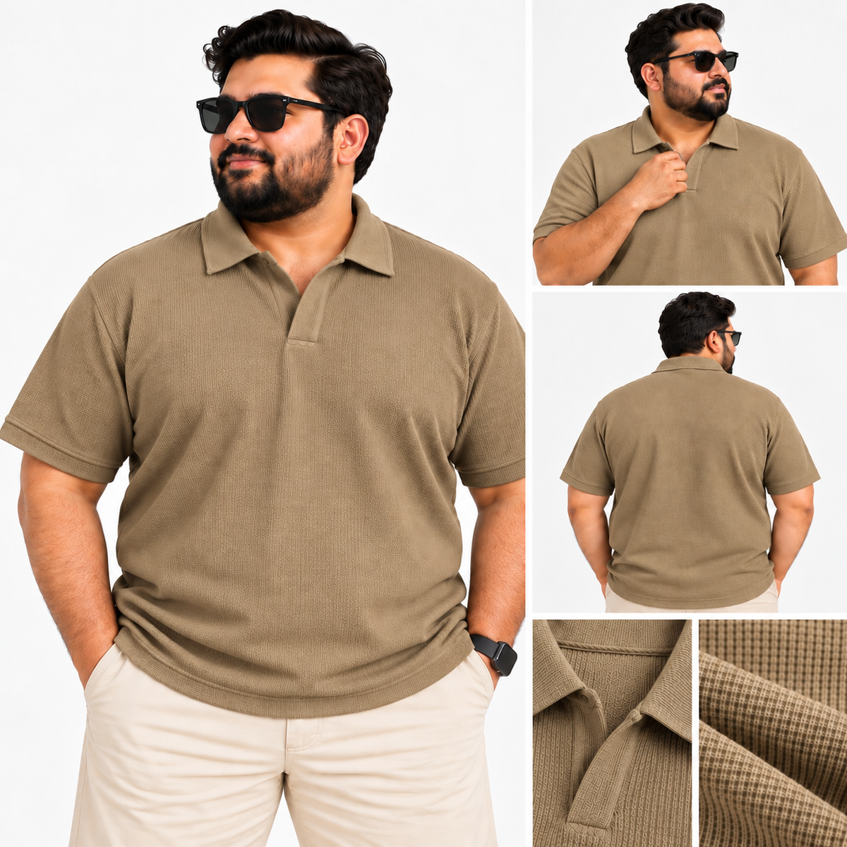 Thermal Textured Polo – Khaki
