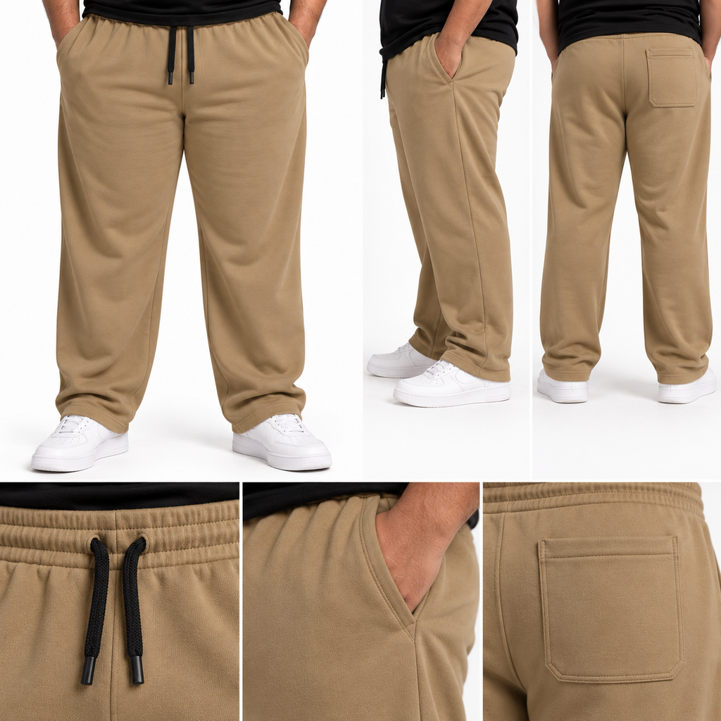 Plus Sized French Terry Trousers - Khaaki