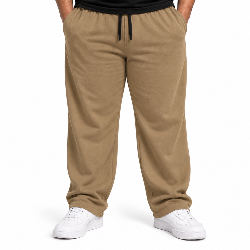 Plus Sized French Terry Trousers - Khaaki