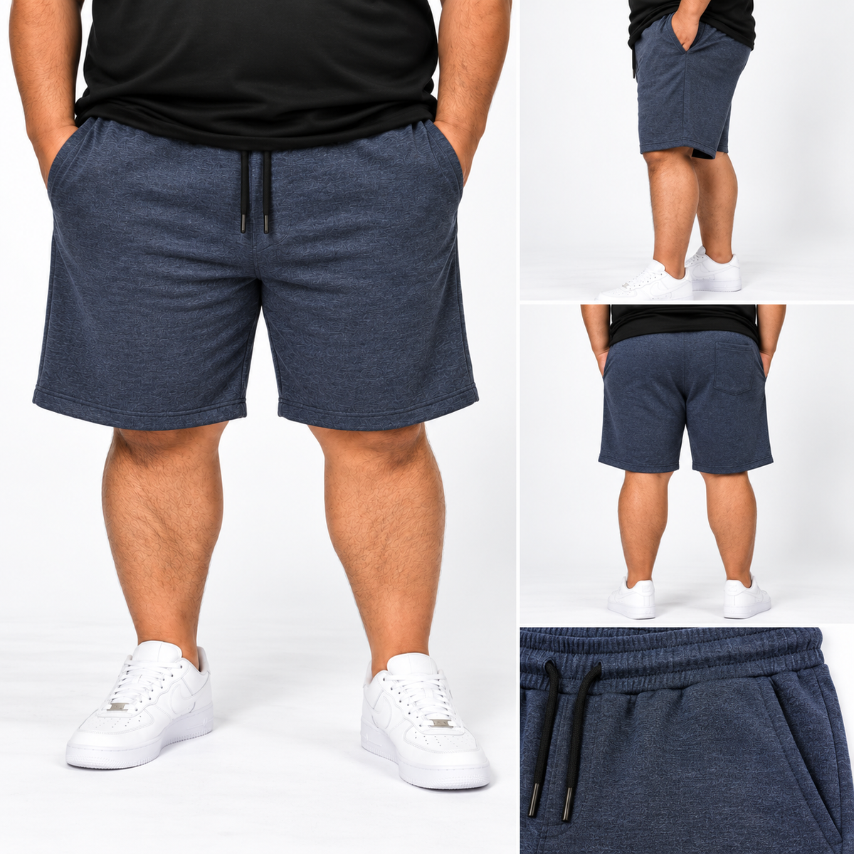Plus Wardrobe French Terry Shorts - Heather Blue