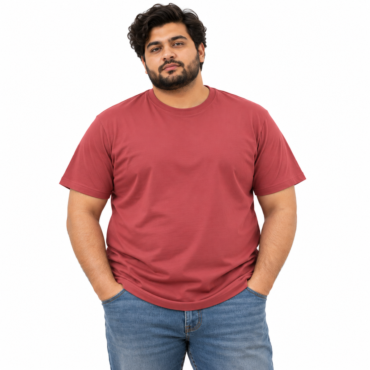Plus Sized Plain T-Shirt - Rusberry