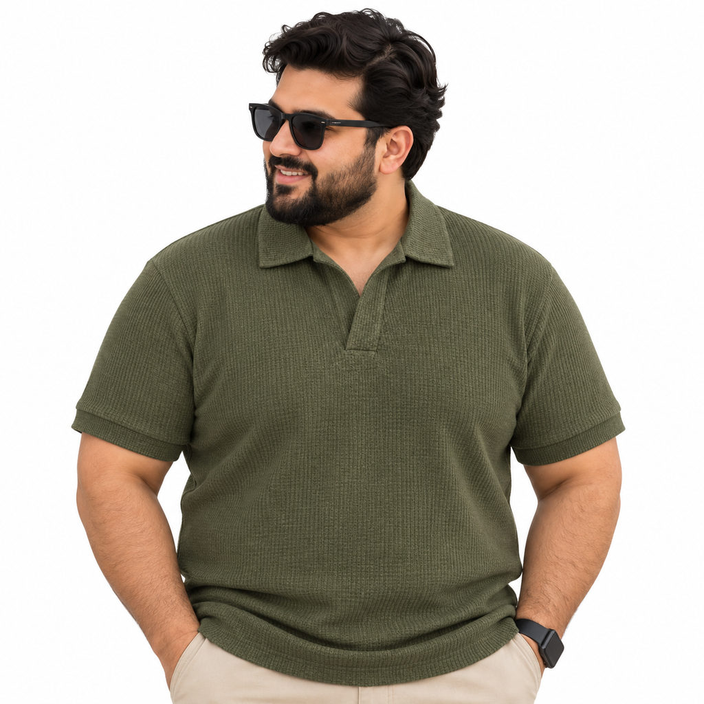 Pack of 2 Thermal Textured Polo - Heather Green and Navy Blue