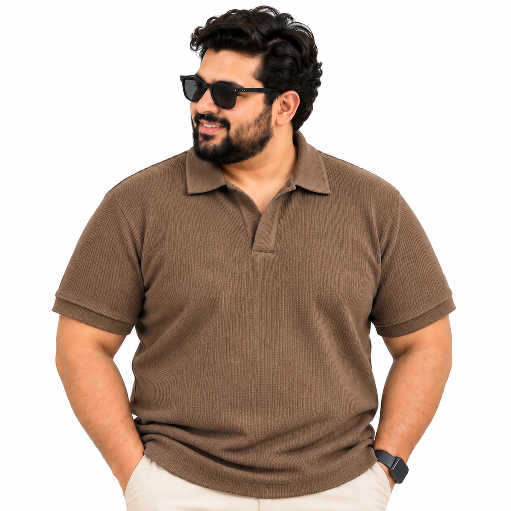 Thermal Textured Polo – Brown