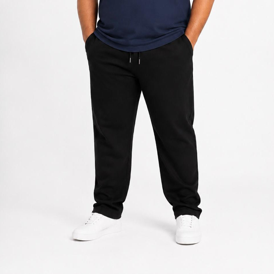 Plus Sized French Terry Trousers - Black