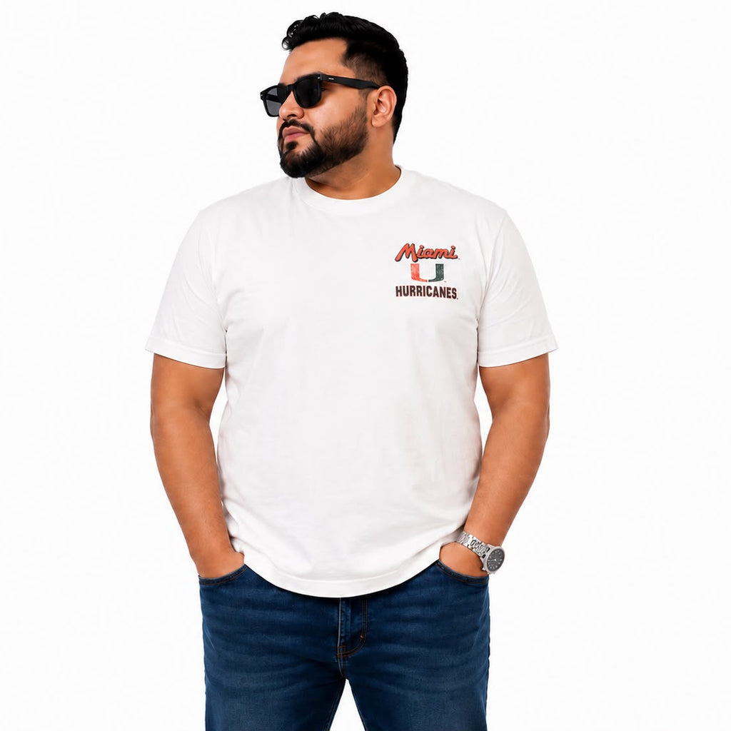 Plus Sized Printed T-Shirt - White - HURRICANES