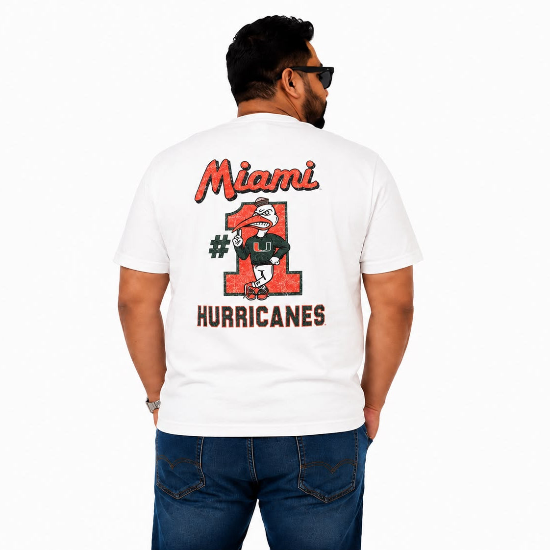 Plus Sized Printed T-Shirt - White - HURRICANES