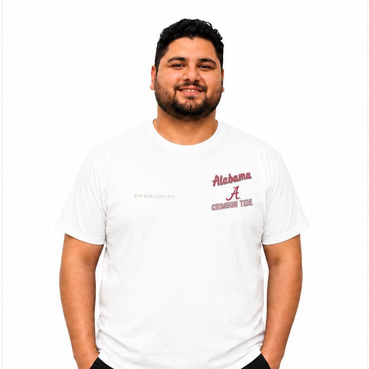 Plus Sized Printed T-Shirt - White - Crimson Tide