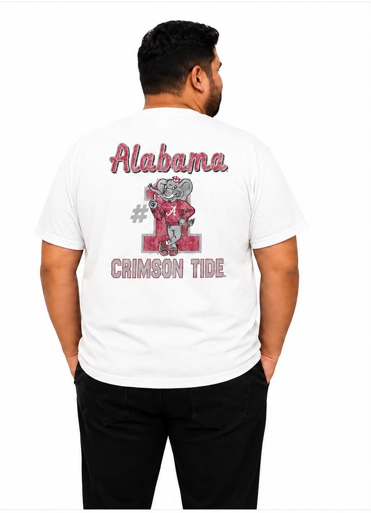 Plus Sized Printed T-Shirt - White - Crimson Tide