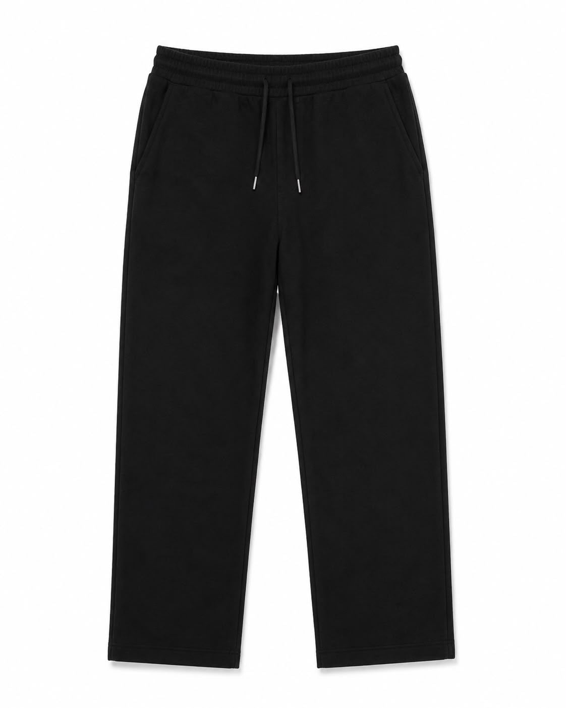 Plus Sized French Terry Trousers - Black